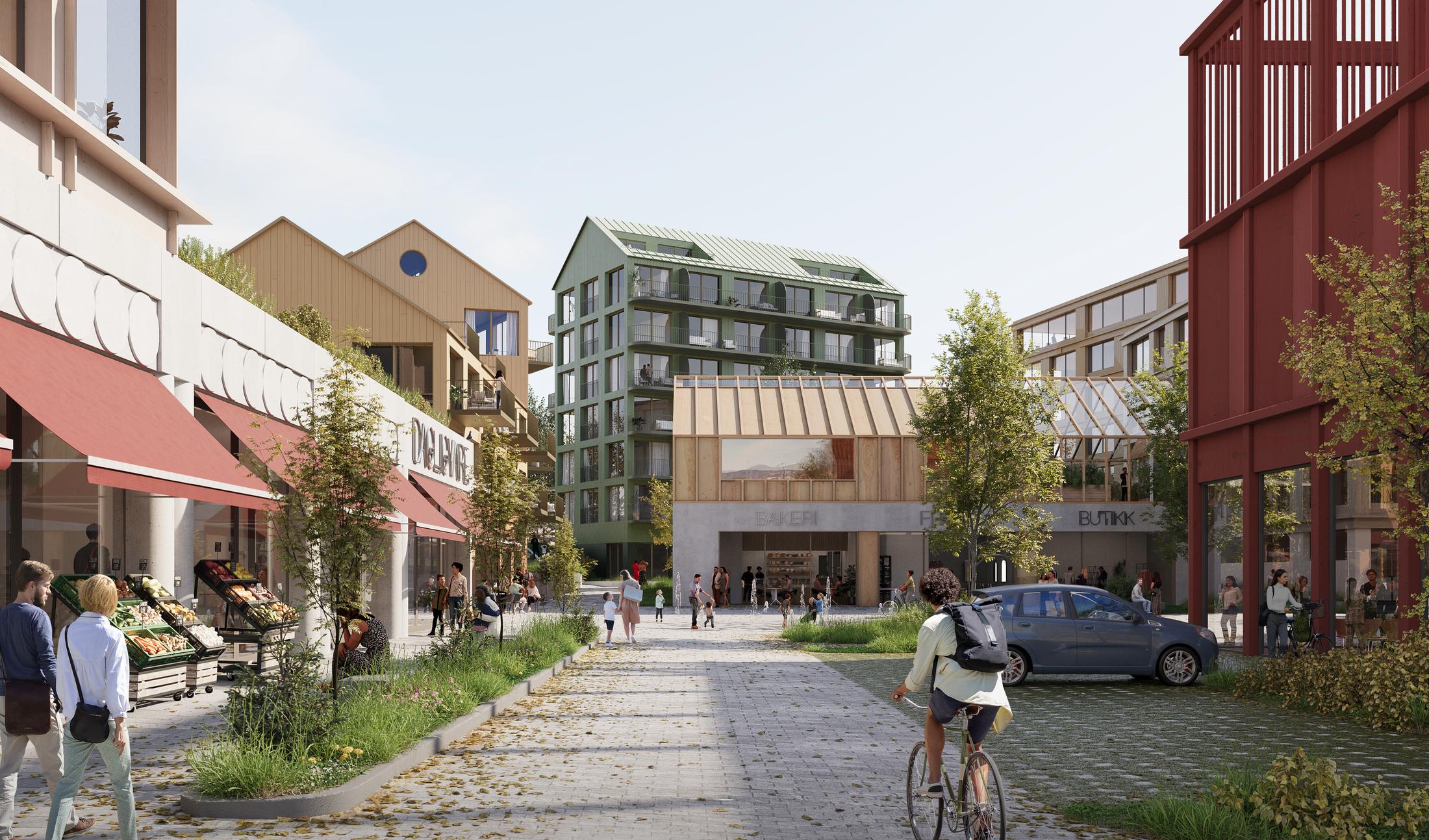 a charming square showing city development in small scale