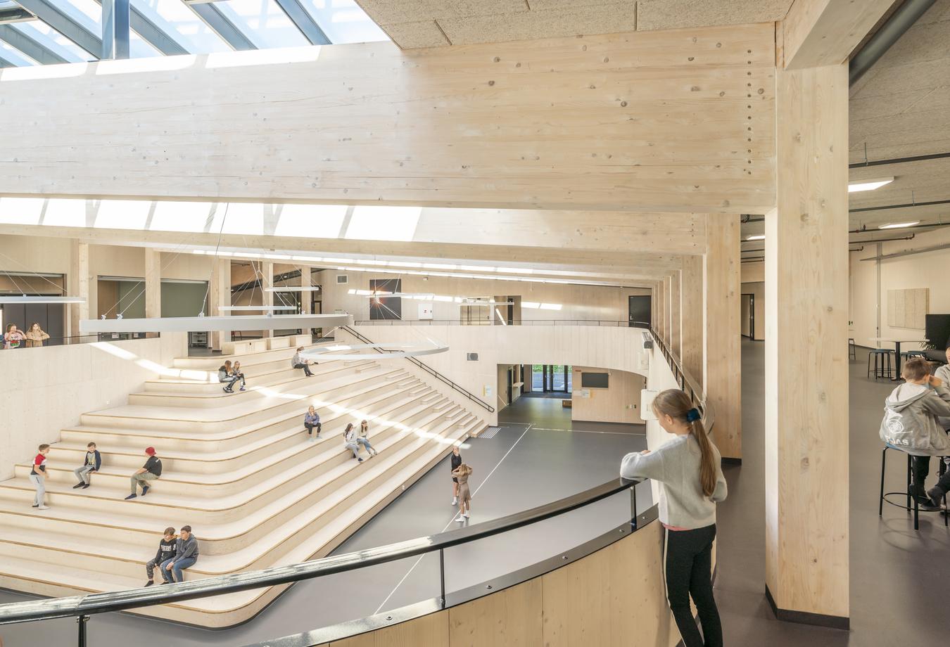 Indoor common area in wood. Photo